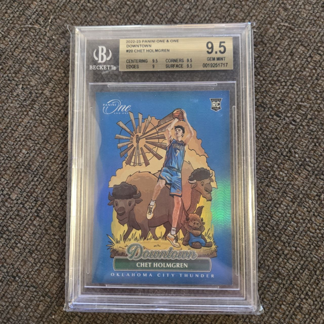 2022-23 Panini One and One Downtown Chet Holmgren rookie card graded BGS 9.5