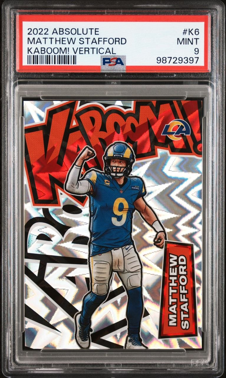 2022 Absolute Matthew Stafford Kaboom vertical card graded PSA 9